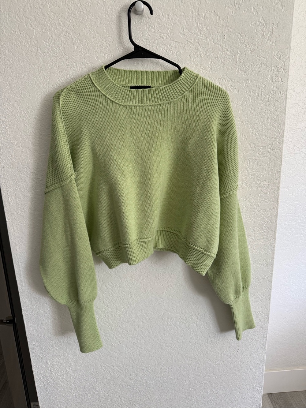 Vici Pastel Green Cropped Crewneck Sweater